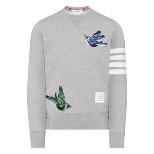 톰 브라운 루프백 버드 패치 4 바 스웨트셔츠, 그레이계열, Numeric 1(KR 95)