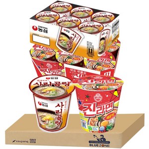 블루존 사리곰탕 소컵라면 70g + 진라면 매운맛 소컵라면 65g