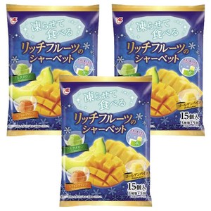 에이스베이커리 얼려서 먹는 리치 프루트 샤베트 머스크 멜론 + 알폰소 망고 + 골든 파인애플 15개입, 300g, 3개