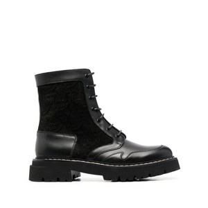 페라가모 패널 가죽 레이스업 부츠, Size width 7EE, 블랙계열