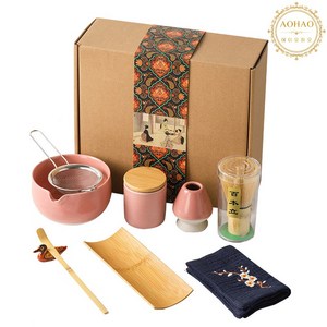 AOHAO 말차 도구 9PCS 세트 MATCH WHISK, 핑크9PCS, 1세트