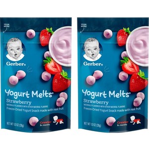 Gerber 요거트 멜츠 어린이 동결건조과일 28g, 스트로베리 (Strawberry), 2개