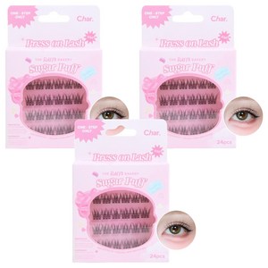 Char 핸드메이드 더 플러피 베이커리 슈가 퍼프 인조 속눈썹, 블랙, 3개
