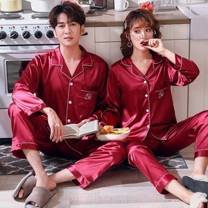 로리돌스 와인 실크 커플 잠옷 파자마세트 홈웨어 긴팔