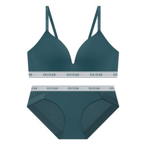 게스언더웨어 라이트 글램 노와이어 브라 팬티 세트 - 네이비블루