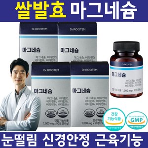 고함량 마그네슘 영양제 쌀발효 마그네슘 산화 마그네슘 성장기 눈떨림 영양제 신경 근육 기능 유지 비타민D 비타민B, 4개, 90정