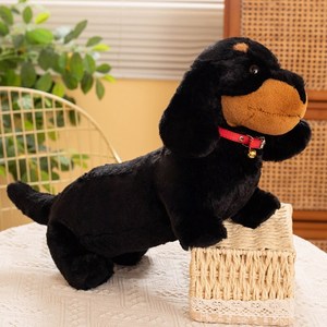 닥스훈트 인형 강아지 인형 댕댕이 멍멍이 봉제인형 조카 선물 인형선물 애착인형, 30cm, 블랙 닥스훈트 - 칼라