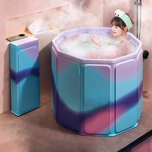 큐와이 NEW 1초 바로 착 접이식 사우나 욕조, 1개, 보라색