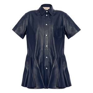 마르니 가죽 셔츠 드레스