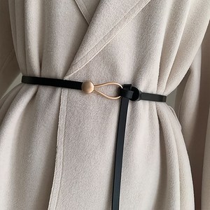 코코린느 원피스 코트 얇은 줄 슬림 끈 레이어드 벨트 (블랙)