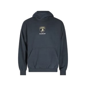 발렌시아가 X 오토모빌리 람보르기니 로고 프린트 후디