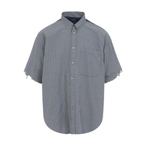 발렌시아가 하이브리드 프린지 체크 셔츠, 블루계열, Numeric 2(KR 39)