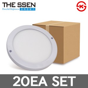 더쎈 LED 슬림엣지 원형직부 8인치 20W 20EA 1BOX, 20개, 전구색(노란빛)