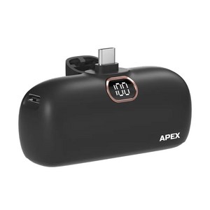 APEX PD 고속충전 도킹형 미니 보조배터리 5000mAh C타입, AX-T50-C1, 블랙