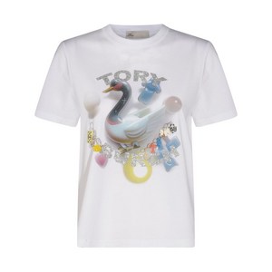 토리 버치 로고 프린트 티셔츠, 화이트계열+블루계열, Standard M(KR L)