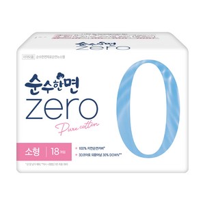 순수한면 제로 순면 생리대 날개형, 소형, 18개입, 5개