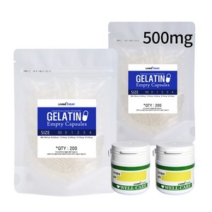 [식약처허가] 젤라틴 공캡슐 비스프리 할랄 인증 실리카겔 약통 포함, 투명500mg, 1개, 400정