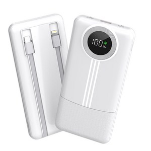 KLIFE 고속충전 대용량 보조배터리 10000mAh PD 22.5W QC3.0 케이블 일체형 LED 잔량표시