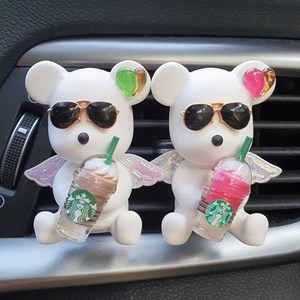 힐링센트 음료 곰돌이 4종 차량용 방향제, 레몬라벤더향, 커피곰돌이