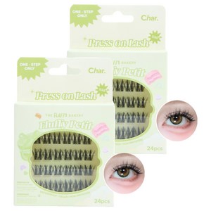 Char 핸드메이드 더 플러피 베이커리 패티트 인조 속눈썹, 블랙, 2개