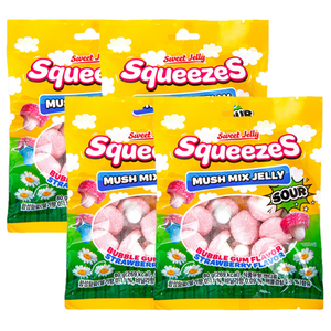 에이스엠앤티 스퀴즈 머쉬 믹스 젤리 사우어 버블검향 앤 딸기향, 80g, 4개