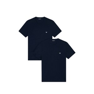 엠포리오아르마니 크루 넥 로고 티셔츠 2팩 세트, 블루계열, S