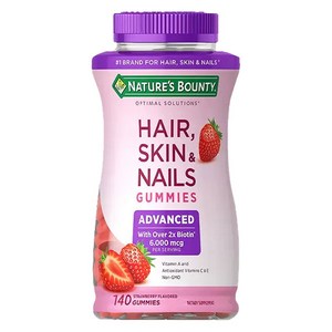 네이쳐스바운티 옵티말 솔루션스 헤어 스킨 앤 네일 구미스 비오틴 6000mcg, 140정, 1개