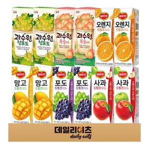 델몬트 과수원 과즙 팩음료 6종류 12팩 세트 델몬트(포도 망고 오렌지 사과) 과수원(청포도 복숭아)