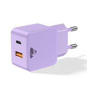 요소테크놀로지 38W 듀얼포트 USB C타입 PPS 초고속 PD 충전기 (20W+18W 동시 사용), 1개, 보라색