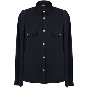 발망 체스트 플랩 포켓 디테일 셔츠, 블랙계열, Collar (cm) 41(KR 110)