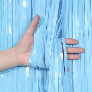 [에브리띵스마일] 파티커튼 42colos 홀로그램/새틴/파스텔/샤이니 수술 은박커튼, 파스텔 스카이블루, 4개
