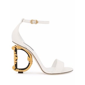 돌체앤가바나 바로크 DG 힐 가죽 샌들, Europe 38.5(KR 255), 화이트계열