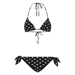 돌체앤가바나 DNA DG 로고 프린트 트라이앵글 컵 비키니 세트, 블랙계열+화이트계열, Italy 2(KR 44)