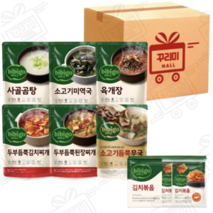 간편국탕 6종(사골곰탕+미역국+육개장+두부듬뿍김치찌개+두부듬뿍된장찌개+소고기듬뿍무국)+김치볶음 80g x 5개