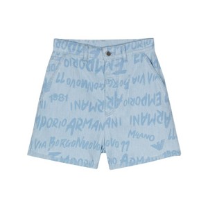 엠포리오아르마니 FF 프린트 샴브레이 쇼츠, 블루계열, Waist (in) 26(KR 66)