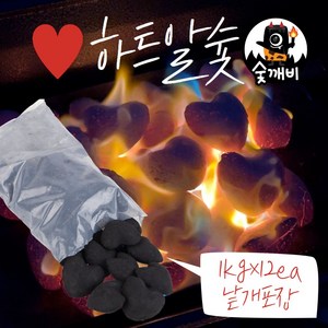 숯깨비 브리켓 조개탄 비장탄 참숯 바베큐 캠핑 점화탄 [하트알숯 1kgx12ea], 1kg, 12개