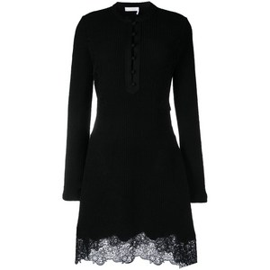 끌로에 레이스 패널 니트 미니 드레스, 블랙계열, France 36(KR 55)