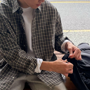 포인트 오버핏 체크 남방