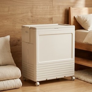 YEAAYE 접이식 폴딩 이동형 리빙박스 대형 수납함 낮은 손잡이형