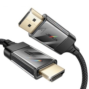 JSAUX DP to HDMI 2.0 UHD 4K@60Hz TV 투명 블랙 모니터 케이블