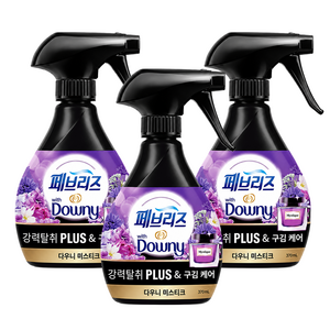 페브리즈 강력탈취 플러스 섬유탈취제 구김케어 미스티크 본품, 370ml, 3개