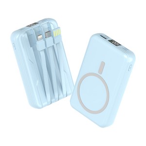 대용량 맥세이프 호환 보조배터리 20000mAh 무선충전 케이블 일체형 LCD 잔량표시