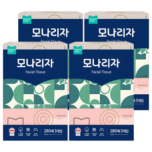 모나리자 천연펄프 미용티슈 2겹, 280매, 12개