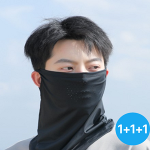 1+1+1 디오즈 시원한 쿨링 자외선 차단 마스크, 블랙, 3개