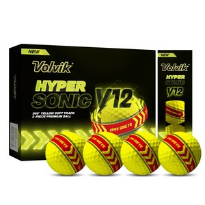 볼빅 골프공 하이퍼 소닉 V12 소프트 트랙 360도 고반발 3피스, 옐로우(레드라인), 12개입, 1개