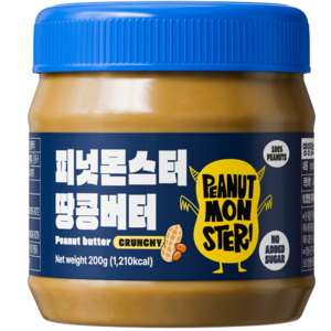 [압도적 고소함] 피넛몬스터 무첨가 무가당 100% 땅콩버터 크런치, 200g, 1개