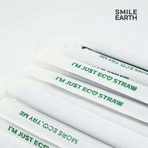 스마일어스 PLA 옥수수 빨대 21cm 개별 포장, 화이트, 7x210mm, 100개, 1개