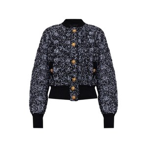 발망 버튼 트위드 재킷, 블랙계열+화이트계열, France 36(KR 55)