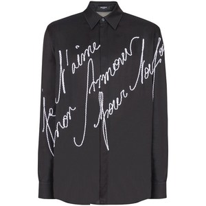 발망 자수 디자인 셔츠, 블랙계열, Collar (cm) 38(KR 100)