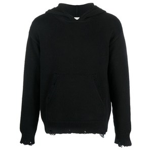 생로랑 디스트레스드 니트 후디